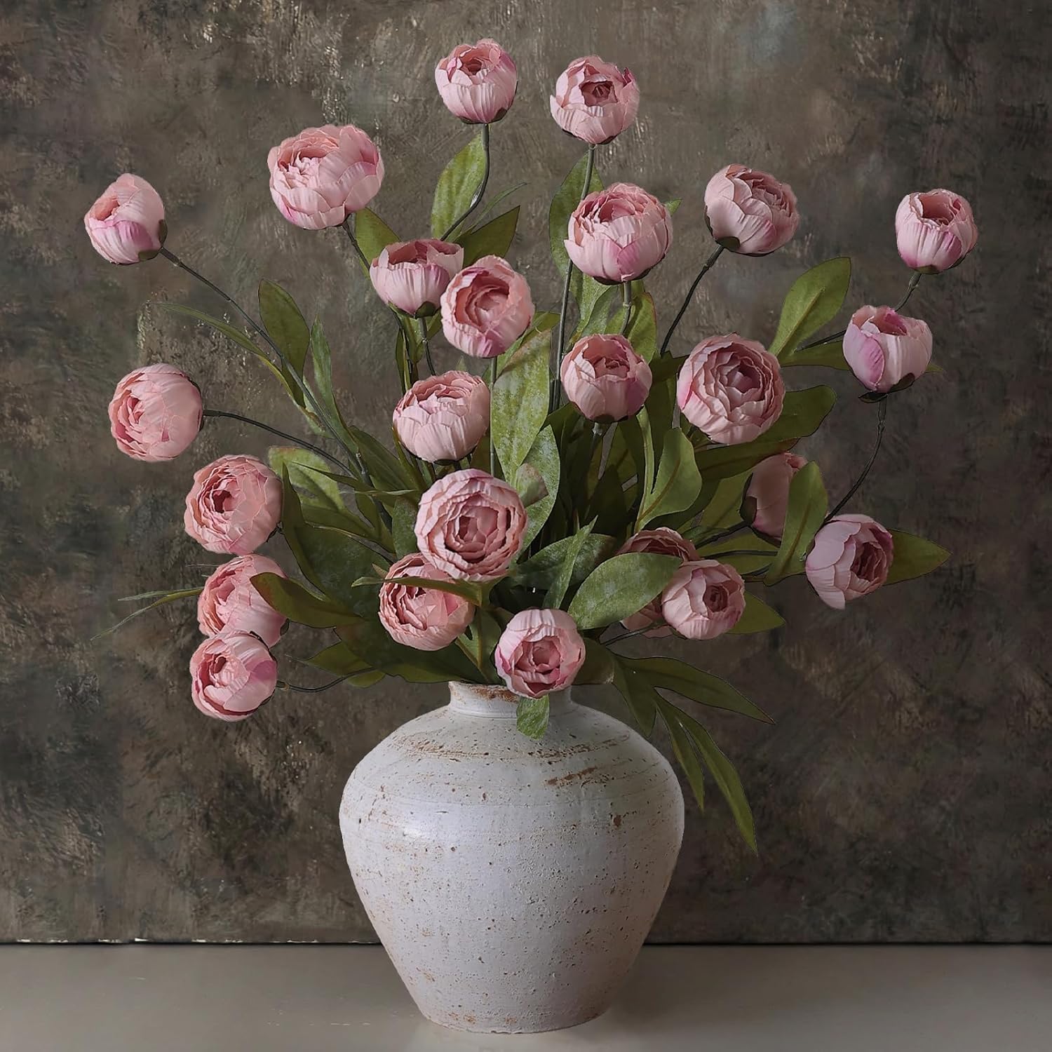 VIERENA 12 Pcs Faux Silk Peony Artificial Flowers for Vase -27, Bulk Fake Peonies Branches with Stems for DIY Bouquet Centerpieces Wedding Fillers Arrangements Shower Decorations (Blush Pink)